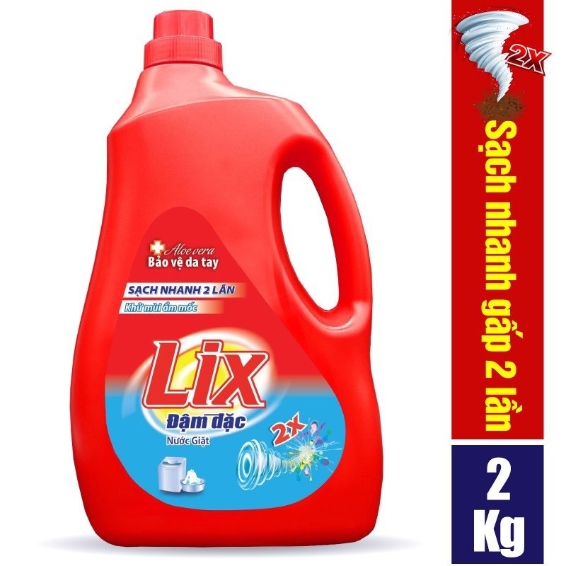 COMBO số 17 gồm 5 món Lix siêu tiết kiệm (2 chai nước giặt đậm đặc hương hoa 2kg, Nước lau sàn hương nắng hạ 1 lít, Nước rửa chén siêu đậm đặc hương chanh 1.4kg, Nước tẩy toilet 1kg)