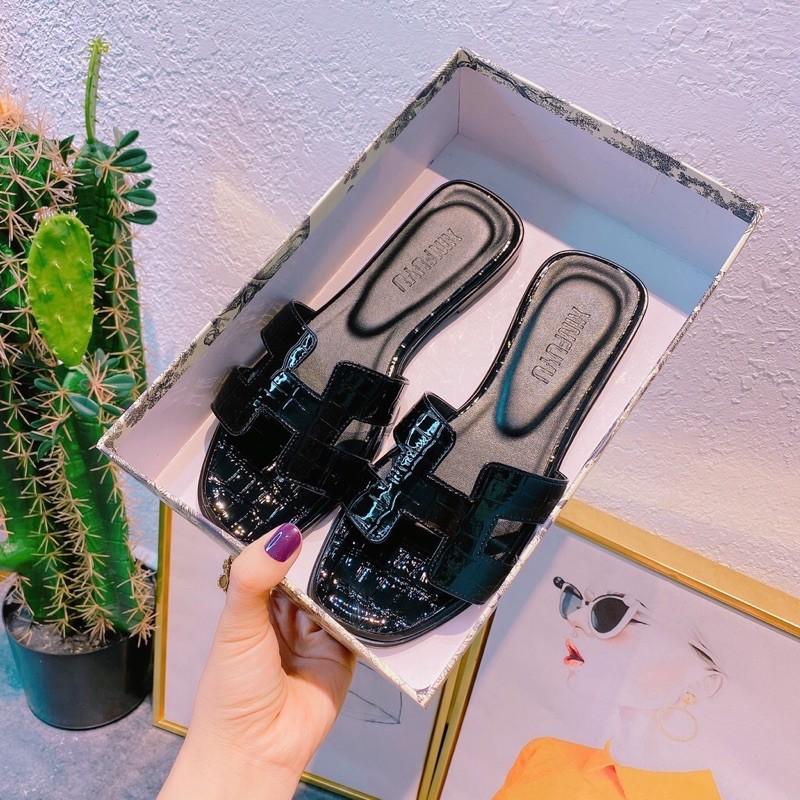 Dép nữ vân cá sấu siêu xinh- dép quai ngang nữ