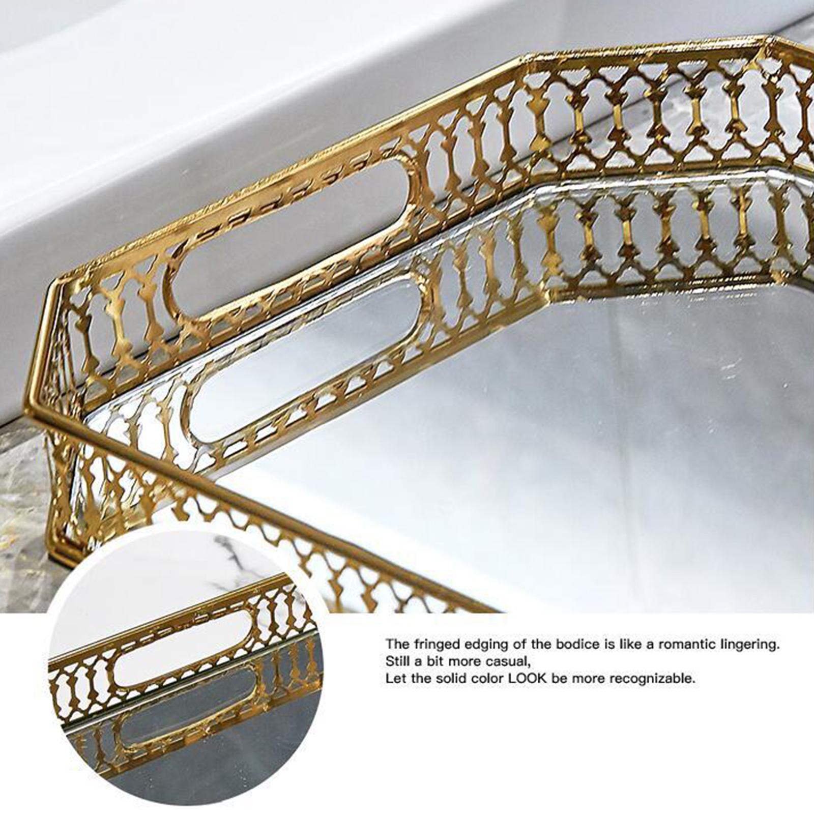 Mirrored Crystal Vanity Tray - Ornate Decorative Tray for Perfume, Jewelry and Makeup