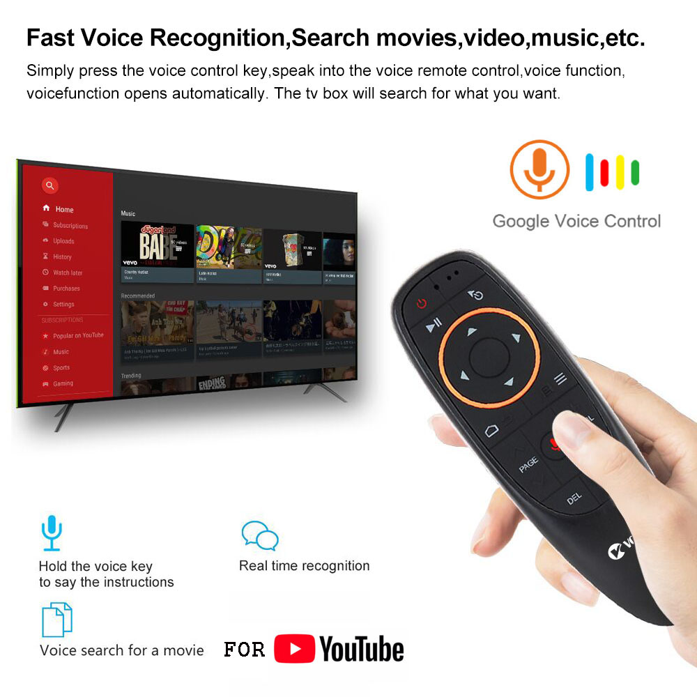 Điều Khiển Bluetooth Tìm Kiếm Giọng Nói Air Mouse Remote Voice G10 / Q6 / V1 - Hàng Nhập Khẩu