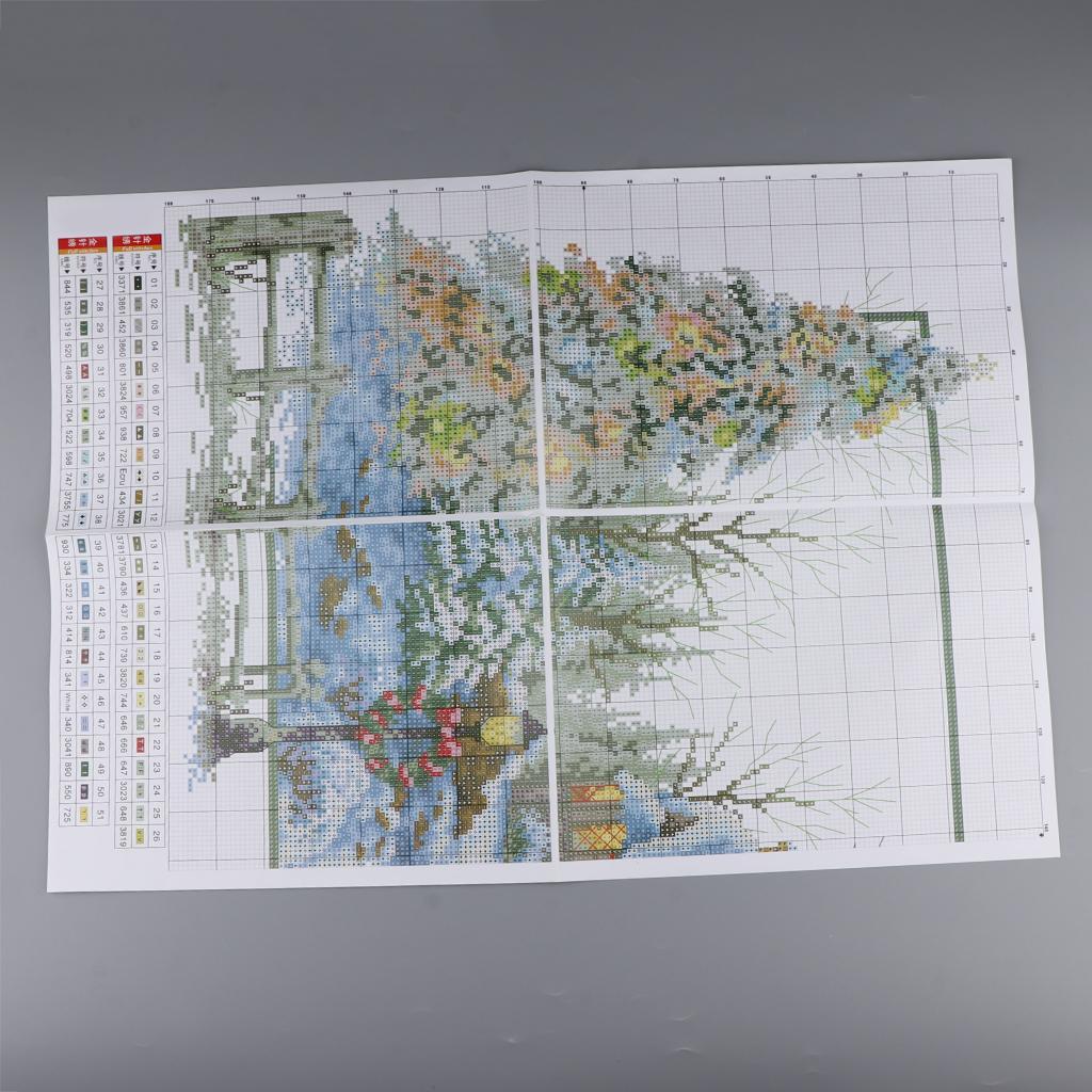 Stamped Cross Stitch Kit DIY Handmade Needlework Four Seasons Scenery