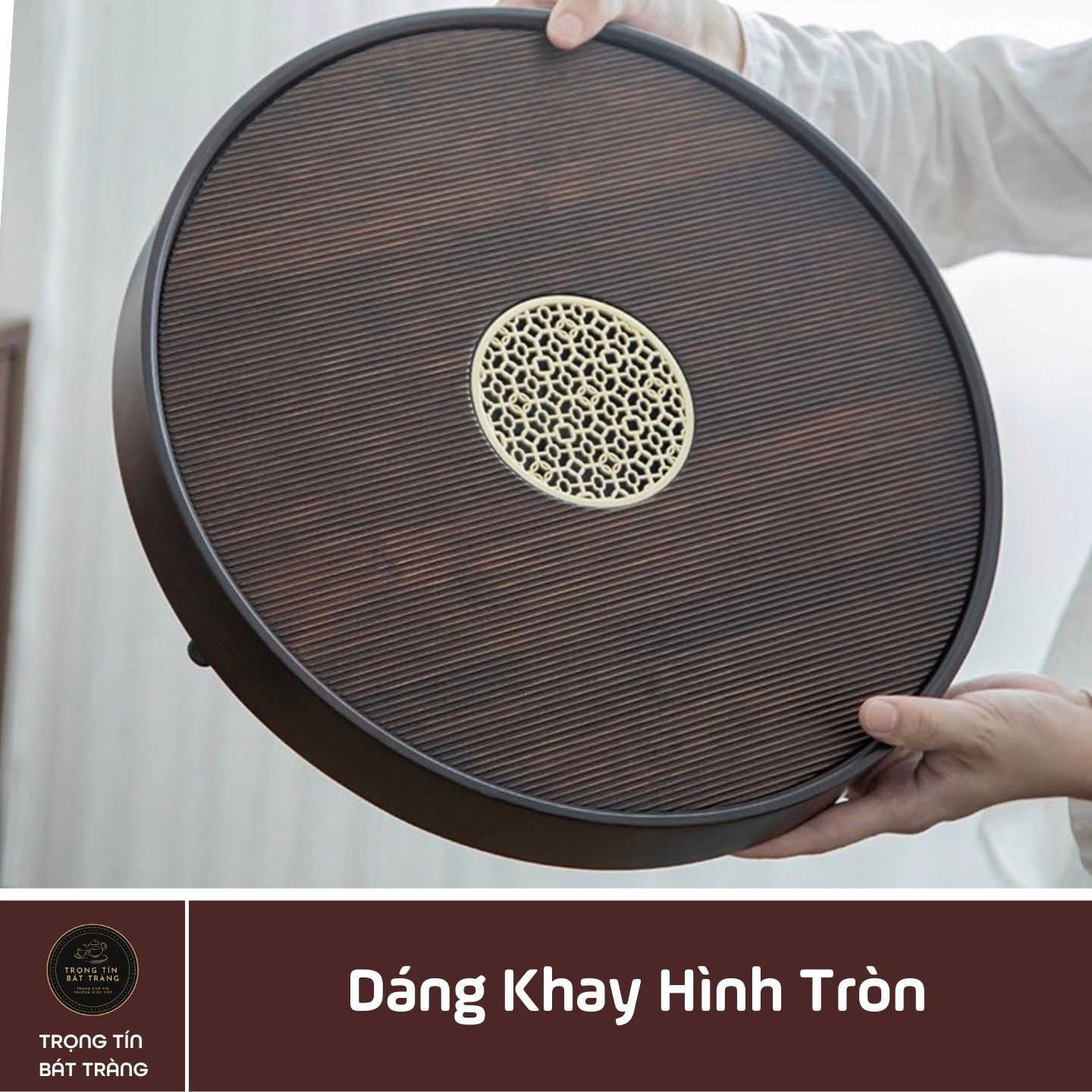 Khay Trà Tre Cao Cấp Hình Tròn  3 Kích Thước KT 64