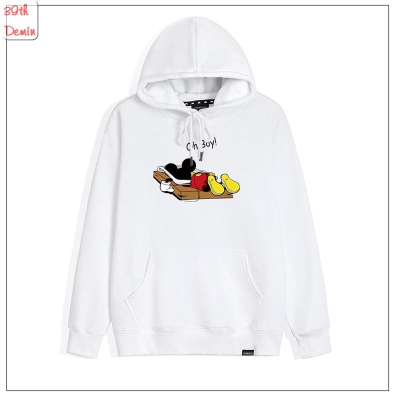 Áo Hoodie phong cách Hàn Quốc MICKEY MOUSE OH BOY chất NỈ COTTON lót BÔNG unisex nam nữ