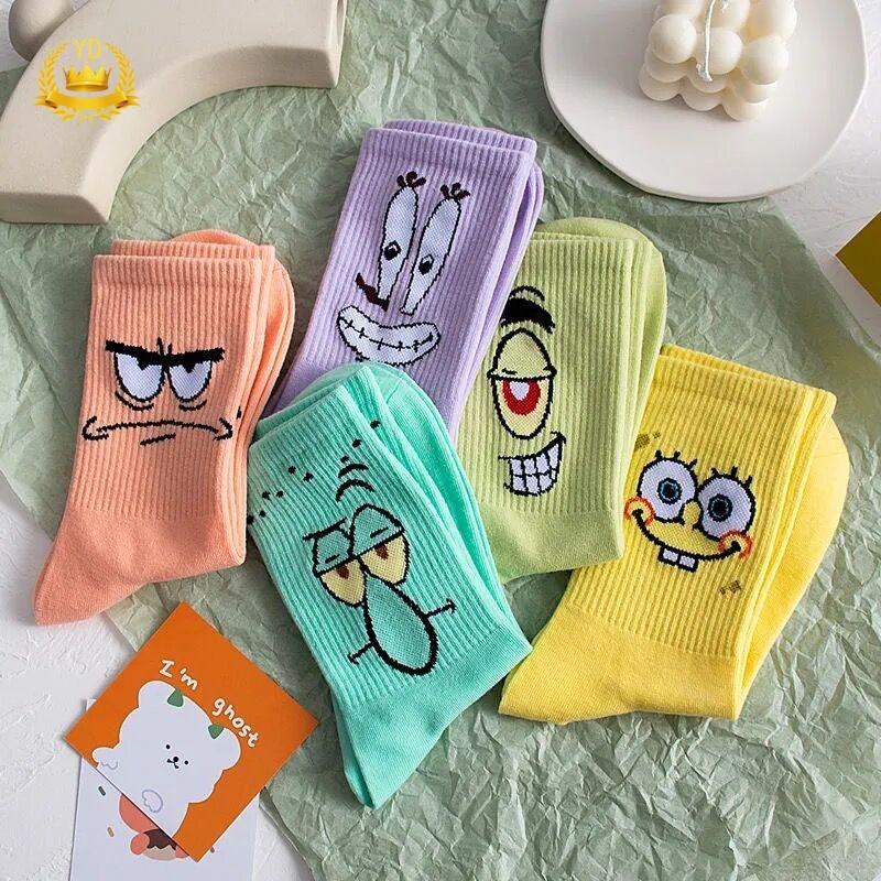 Vớ Cotton Nguyên Chất In Họa Tiết Hoạt Hình Spongebob Phong Cách Âu Mỹ Thời Trang Cho Học Sinh