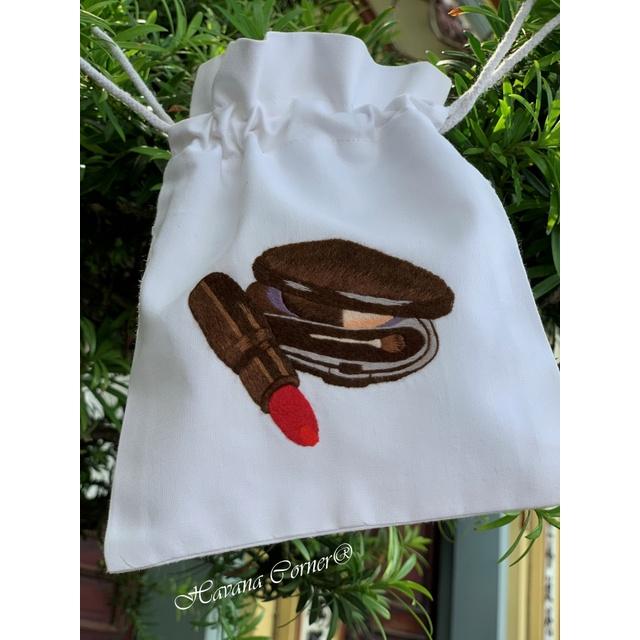 Túi dây rút mini thêu tay đựng son, hộp phấn size 15*20 cm - Vietnam Handmade Pouch With Embroidery