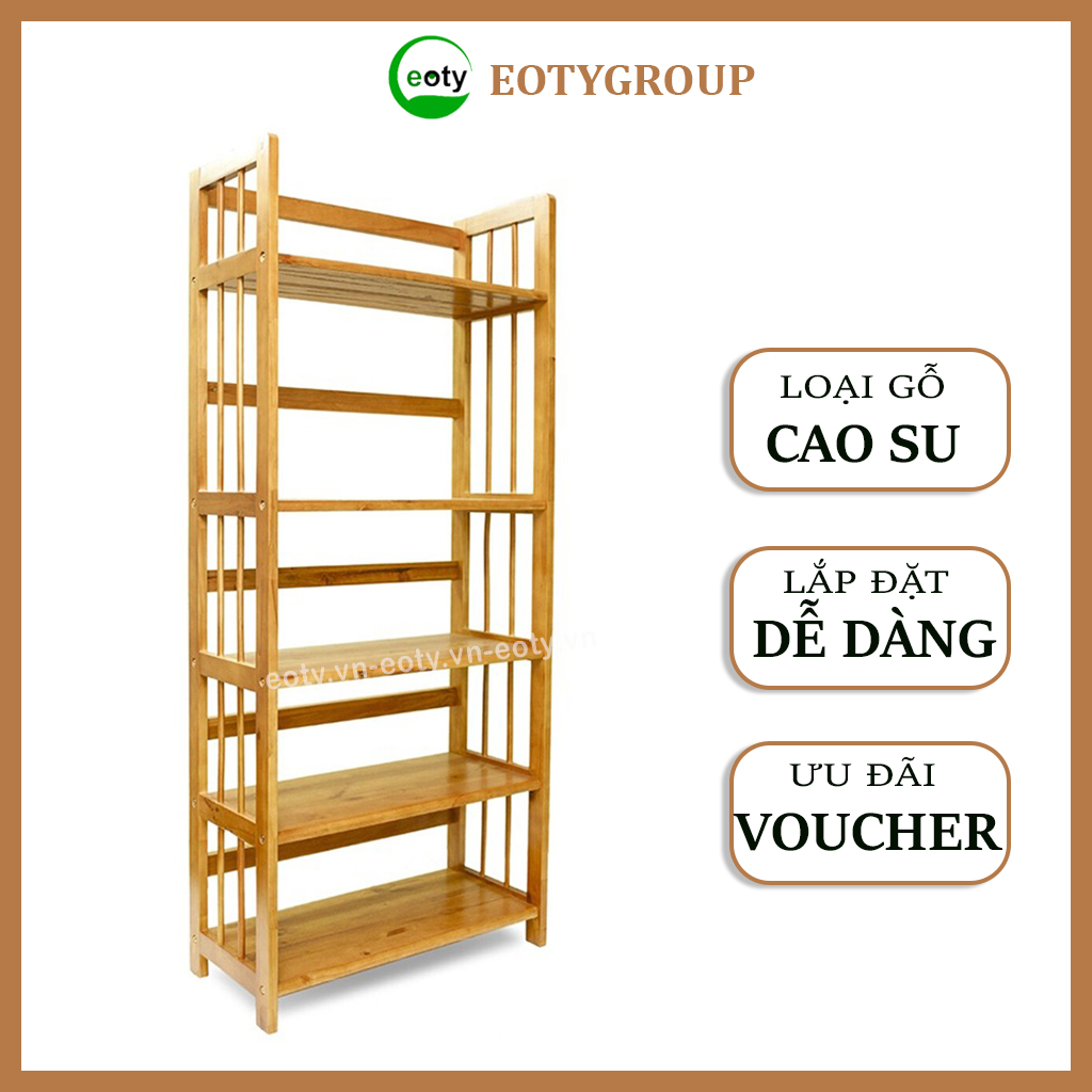 Kệ sách gỗ 5 tầng 60cm Eotygroup - Kệ gỗ để đồ 5 tầng đa năng