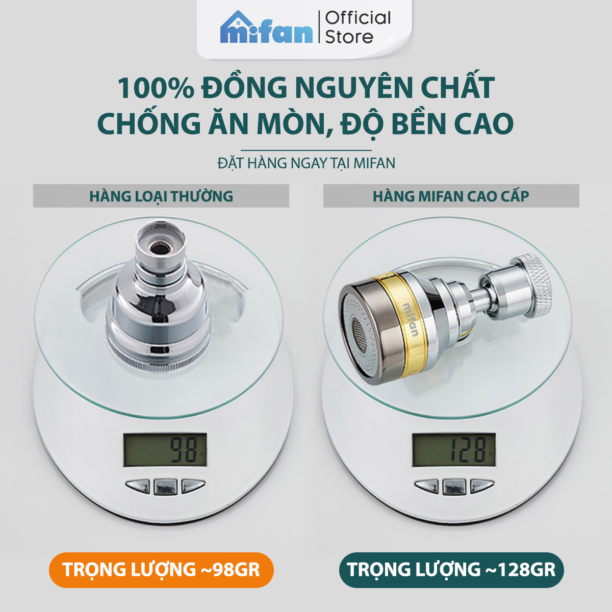 Đầu vòi rửa bát tăng áp đồng thau inox 304 cao cấp Mifan - 3 Chế độ phun cực mạnh, xoay 360 - Sử dụng cho bồn rửa chén bát