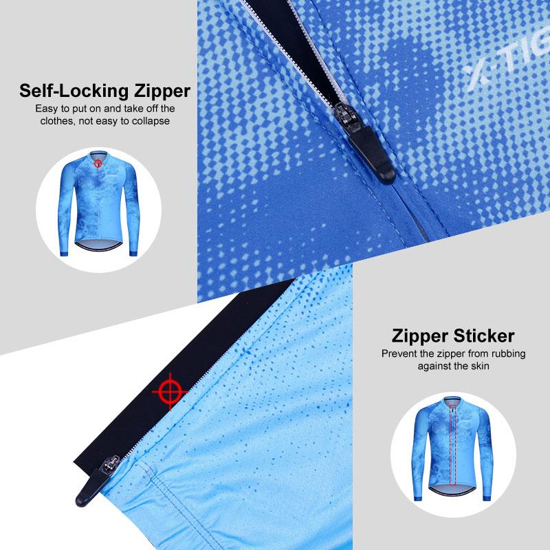Áo xe đạp X-Tiger nâng cấp phù hợp với quần áo xe đạp áo dài tay dài Color: Blue Size: XL