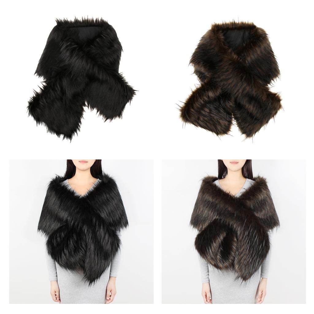 Lady Winter Faux Fur Scarf Neck Warmer Wraps Large Collar Shawl Stole Warm