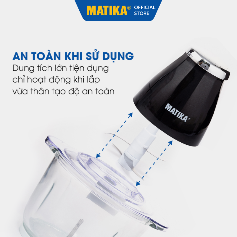 Máy Xay Thịt MATIKA 2L Cối Thủy Tinh MTK-3220, Hàng Chính Hãng