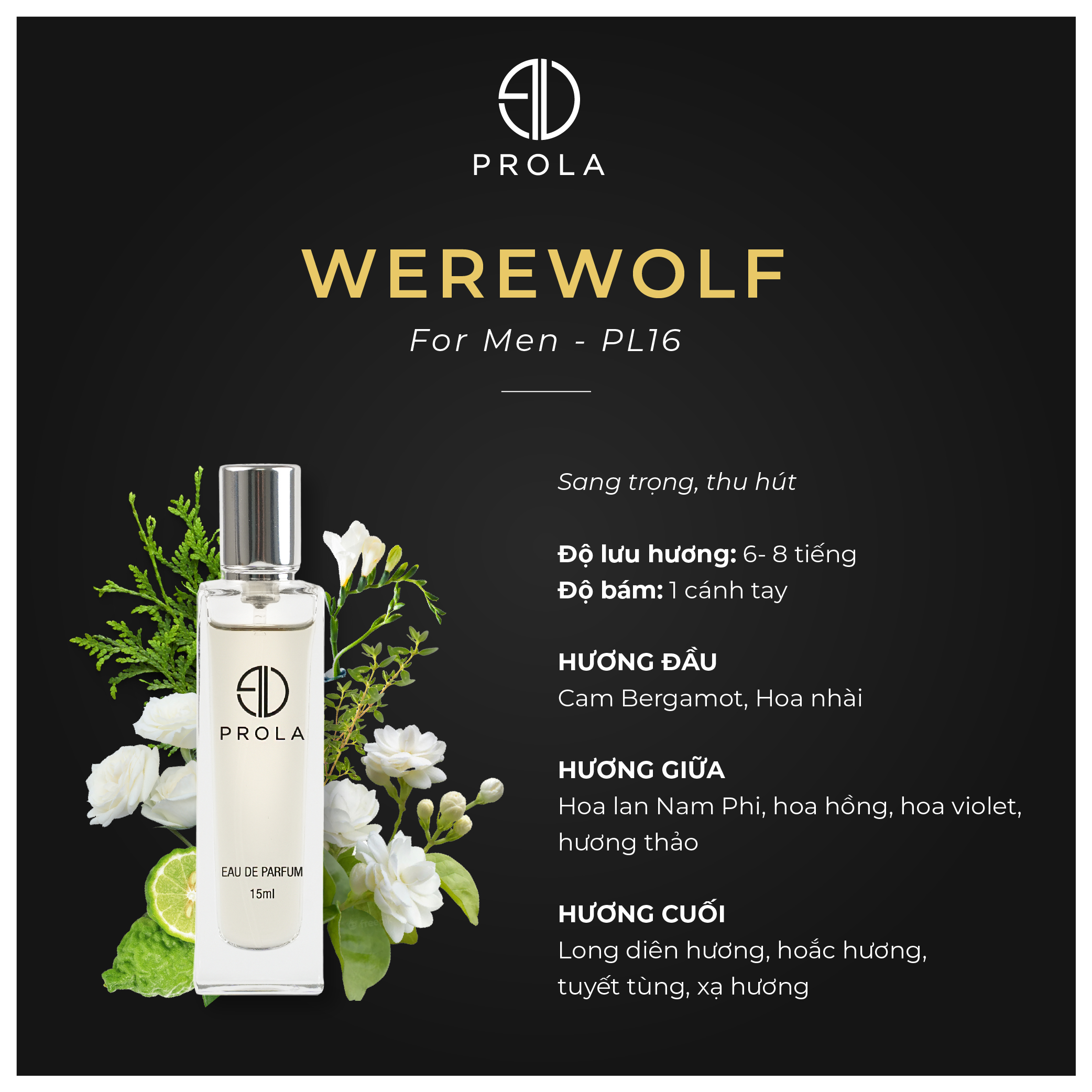 Nước Hoa Nam PROLA Mini Chính Hãng Thơm Lâu Nhẹ Nhàng Cuốn Hút Dạng Xịt - Werewolf