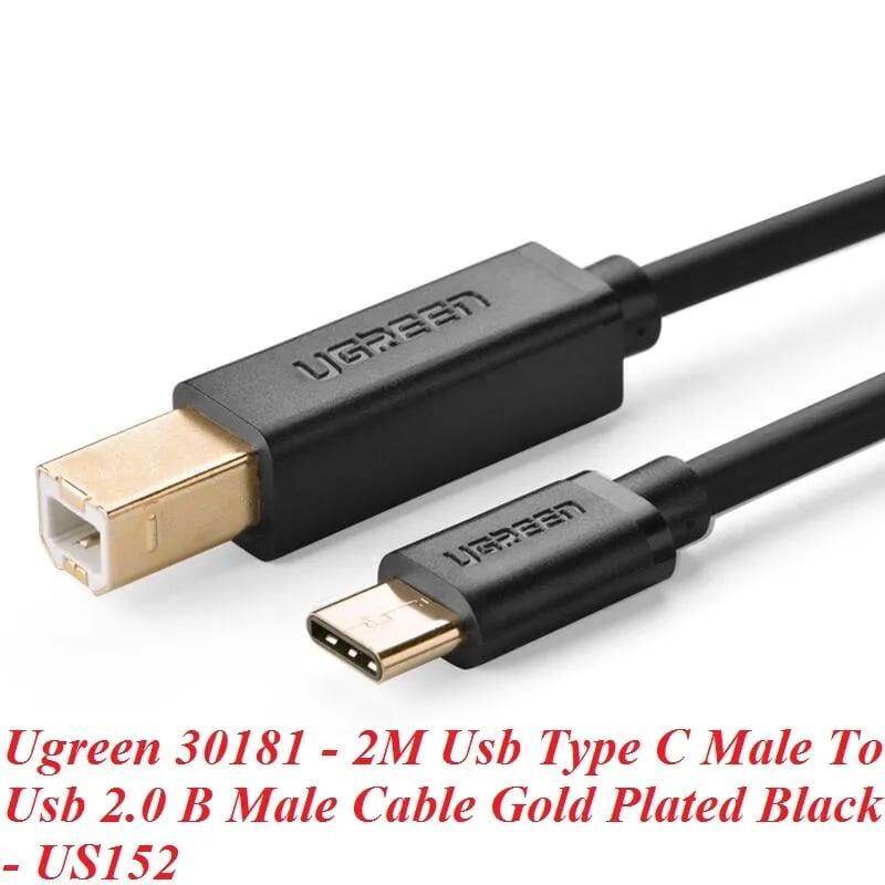 Ugreen UG30181US152TK 2M màu đen Cáp USB máy in sang Type C cao cấp - HÀNG CHÍNH HÃNG