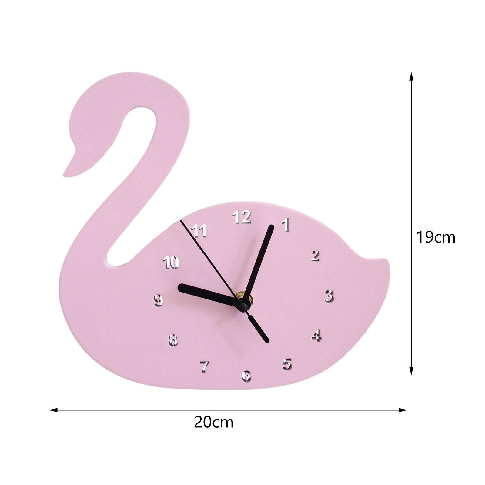 Swan Wall Clock Silent Animal Decorative Clock for Kids Room Bedroom