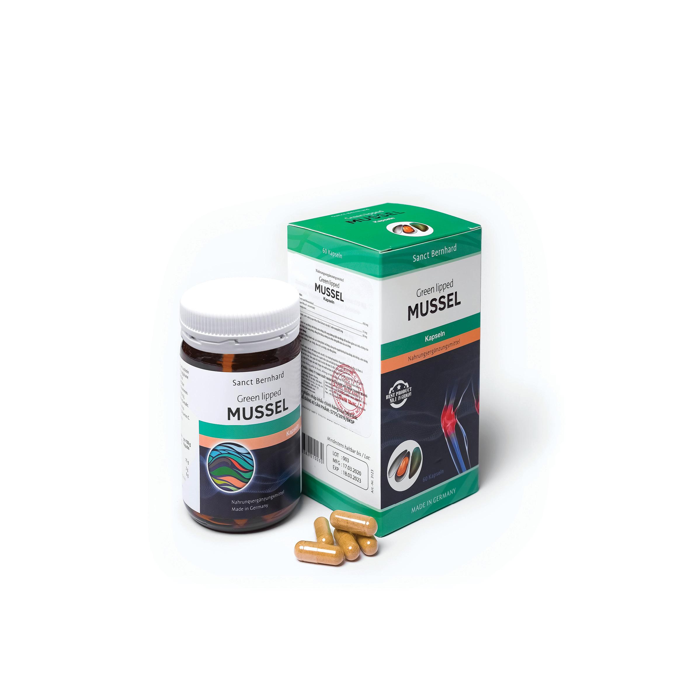 Bổ khớp Mussel chiết xuất vẹm xanh giúp bổ sung dưỡng chất cho khớp, giảm viêm khớp, phòng ngừa thoái hóa xương khớp