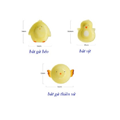 Bát sứ ăn dặm hình Gà, Vịt 220ml