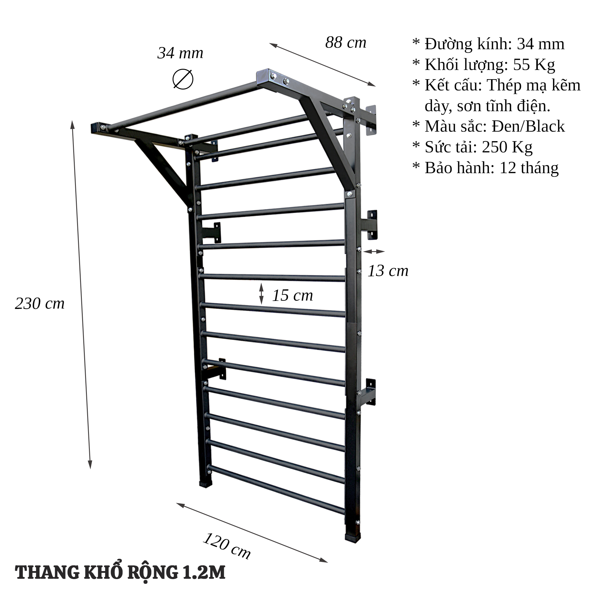 Thang Gióng Yoga - Stall Bars Pocorrys STY-01 (Yoga, Gym, Gymnastics)