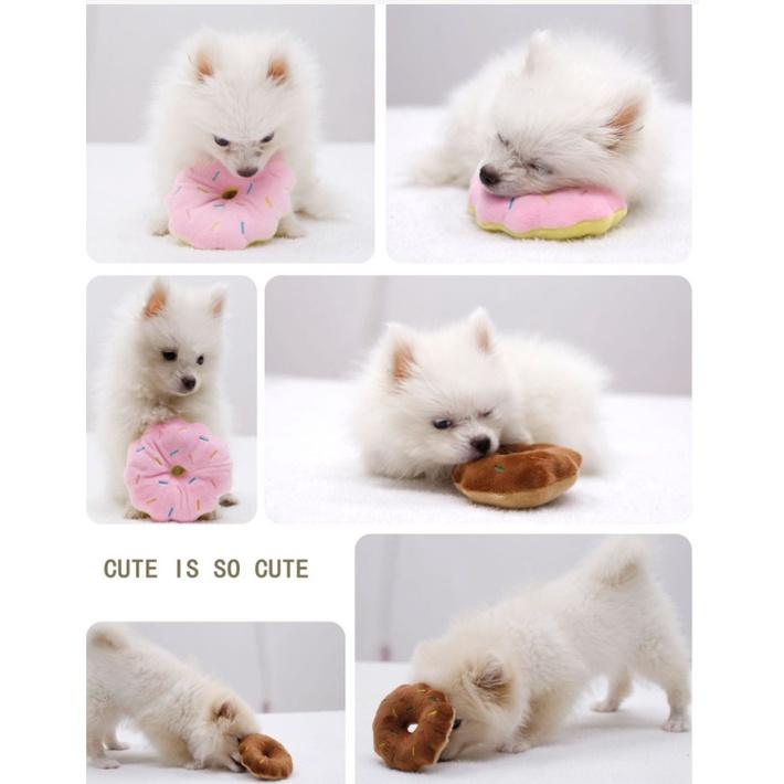 Đồ chơi gặm hình bánh donut phát ra tiếng cho chó mèo, cho thú cưng vui chơi siêu dễ thương