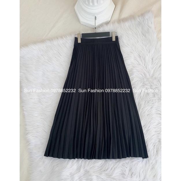 CHÂN VÁY QUẠT dập li xếp li dài midi vintage qua lối lịch sự đi làm đi chơi may 2 lớp lưng khoá kéo bên hông