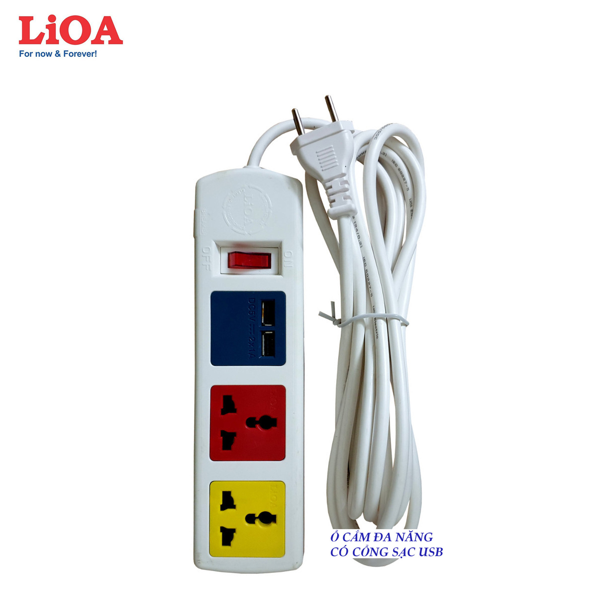 Ổ cắm đa năng có cổng sạc USB LIOA 3D32WNUSB