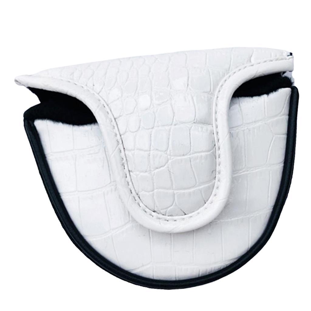Waterproof PU Golf Mallet Head Cover Club Center Putter Headcover White