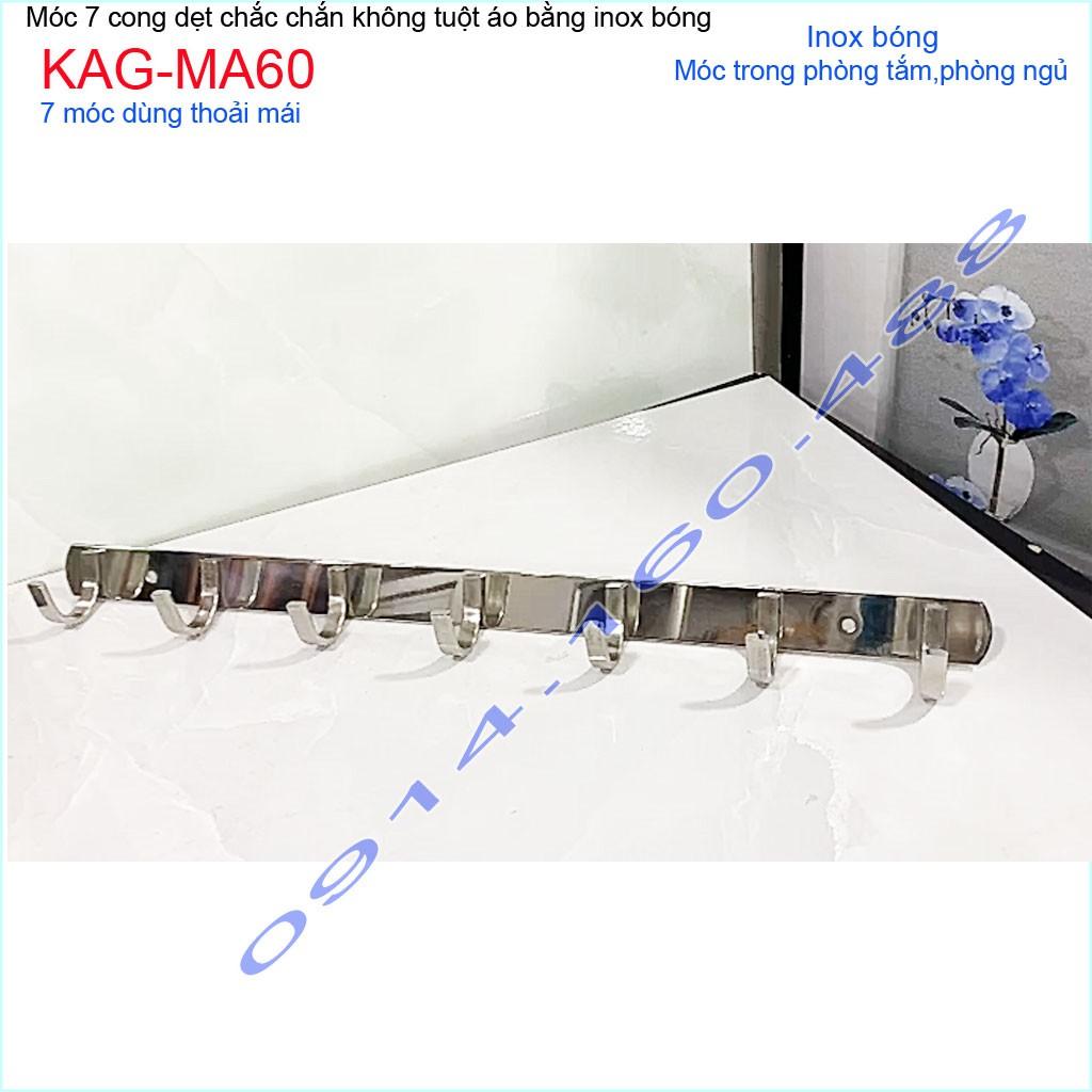 Móc áo inox dày 7 móc KAG-MA60, Best sales móc inox dẹt 7 siêu đẹp siêu bền giá tốt sử dụng vĩnh viễn