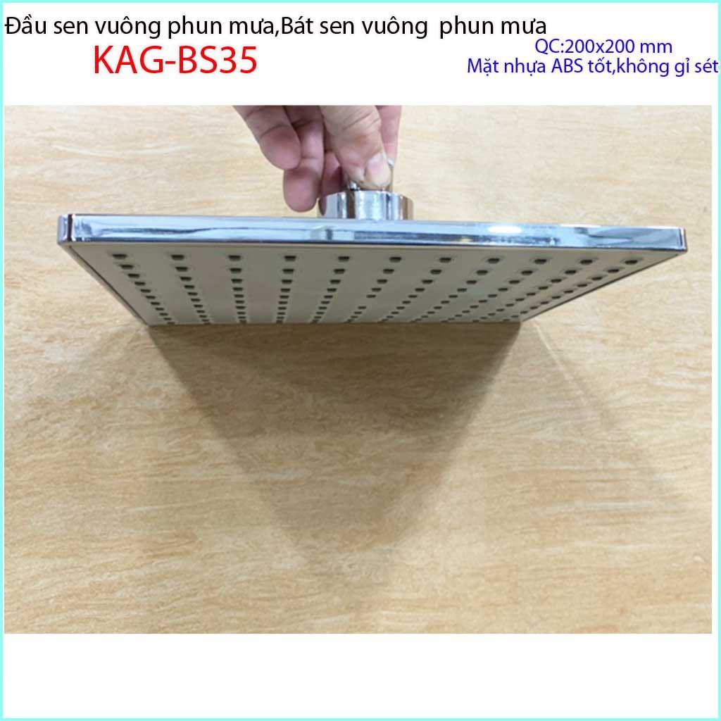 Bát sen tắm đứng KAG-BS40 , Bát sen tắm phun mưa vuông 20x20 cm, Đầu sen phun mưa tia nước nhiều phun nước tốt