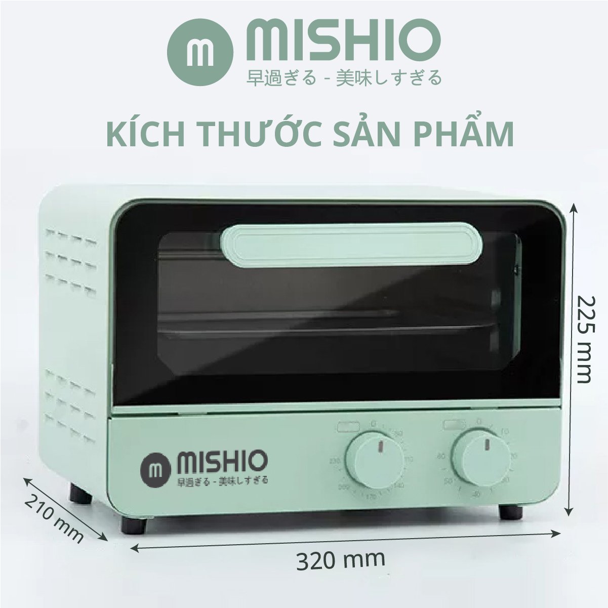 Lò nướng 12L Mishio MK342 dải nhiệt 60-230 độ