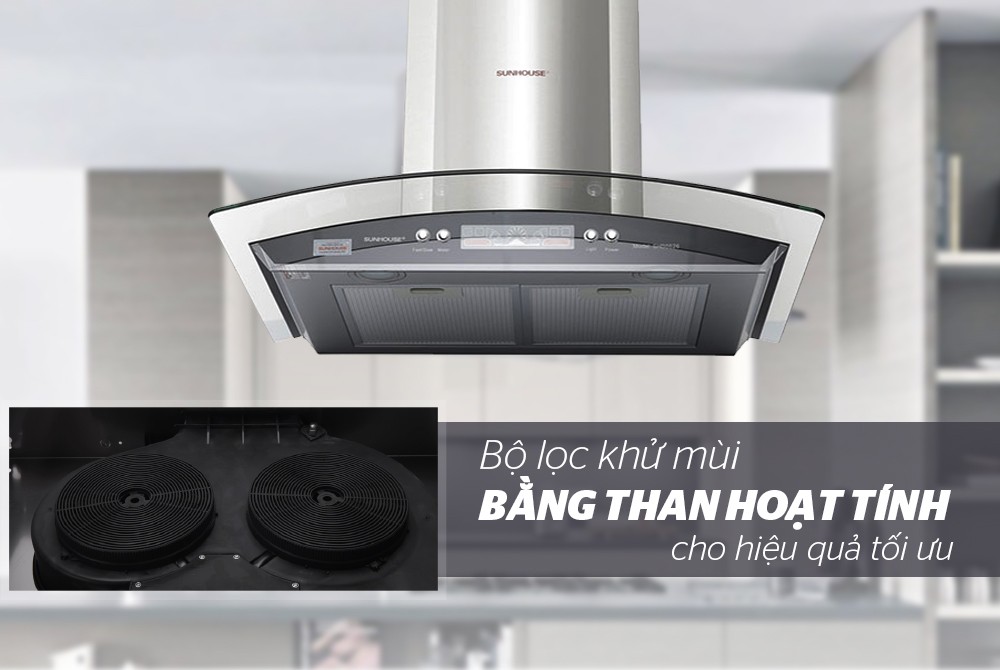 Máy hút mùi kính cong SUNHOUSE SHB6626 - Hàng chính hãng