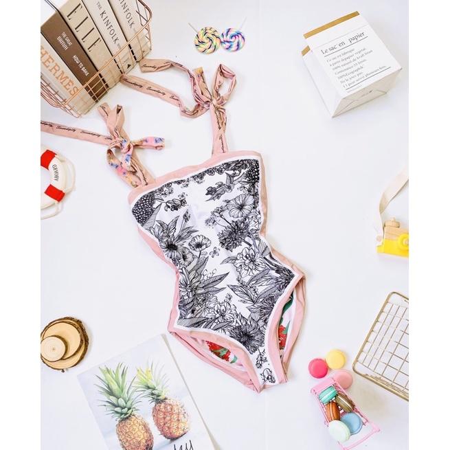 Monokini hoa Bộ bơi liền mảnh hoa mặc được 2 kiểu siêu đẹp