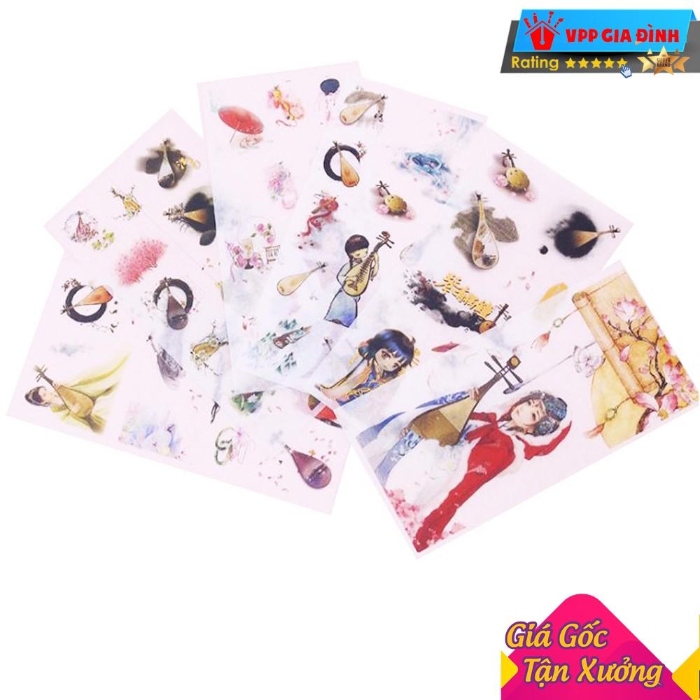 Bộ 6 Tấm Nhãn Dán Sticker Giấy Trang Trí Cổ Trang V2
