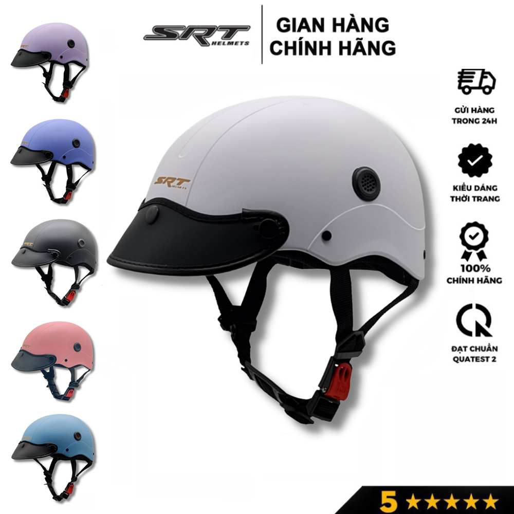 Mũ bảo hiểm nửa đầu NON SRT ASA 04 thời trang, nhiều màu sắc trẻ trung, lưỡi trai mềm cá tính- Hàng chính hãng