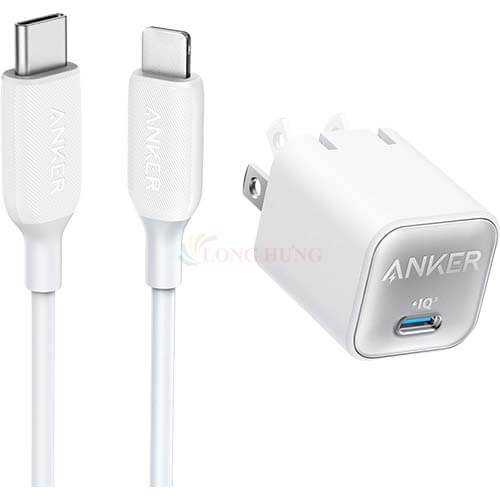 Combo cốc sạc Anker 30W 1Type-C PiQ 3.0 PD + cáp dành cho iP 0.9m A2147J11+A8832H11/A2147J21+A8832H21 - Hàng chính hãng