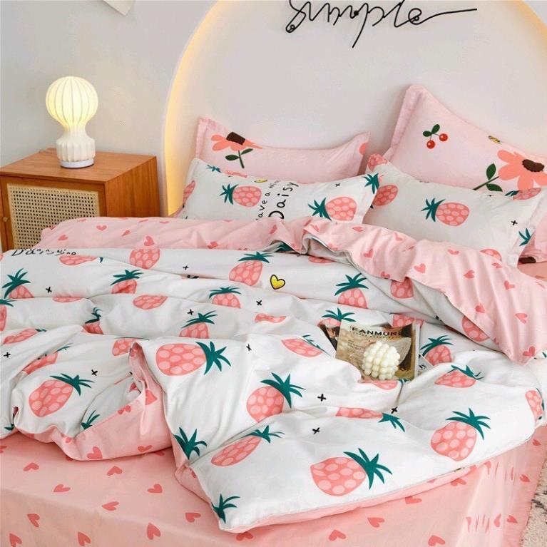 Bộ chăn ga, coton poly họa tiết xinh xắn Chăn ga Hàn Quốc đủ size miễn phí bo chun