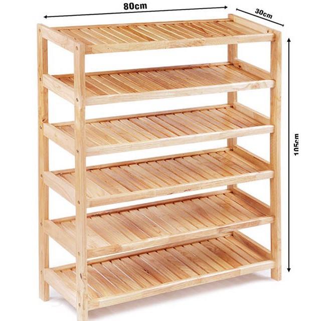 Kệ Giày Dép 6 Tầng Rộng 80cm Gỗ Tự Nhiên 100%