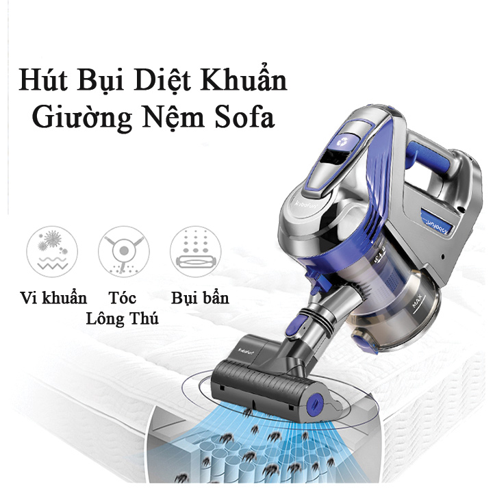 Máy Hút Bụi Không Dây Cầm Tay K18 Lực Hút Mạnh Mẽ Tích Hợp Đầu Hút Giường Nệm Sofa Hàng Chính Hãng