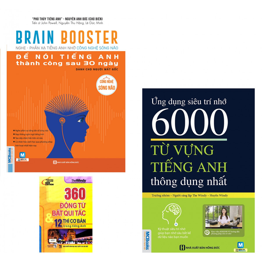 Combo Brain Booster - Nghe Phản Xạ Tiếng Anh Bằng Công Nghệ Sóng Não Để Nói Tiếng Anh Thành Công Sau 30 Ngày Dành Cho Người Mất Gốc+Ứng Dụng Siêu Trí Nhớ 6000 Từ Vựng Tiếng Anh Cơ BBản Thông Dụng Nhất  Tặng kèm 360 ĐT BQT 12 Thì