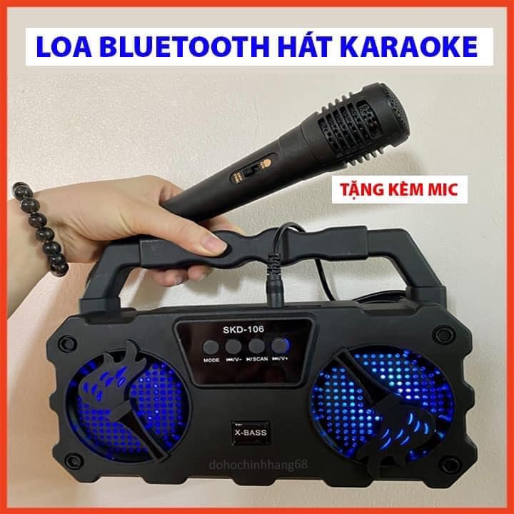 Loa karaoke mini du lịch Tặng kèm Micro hát karaoke SKD 106