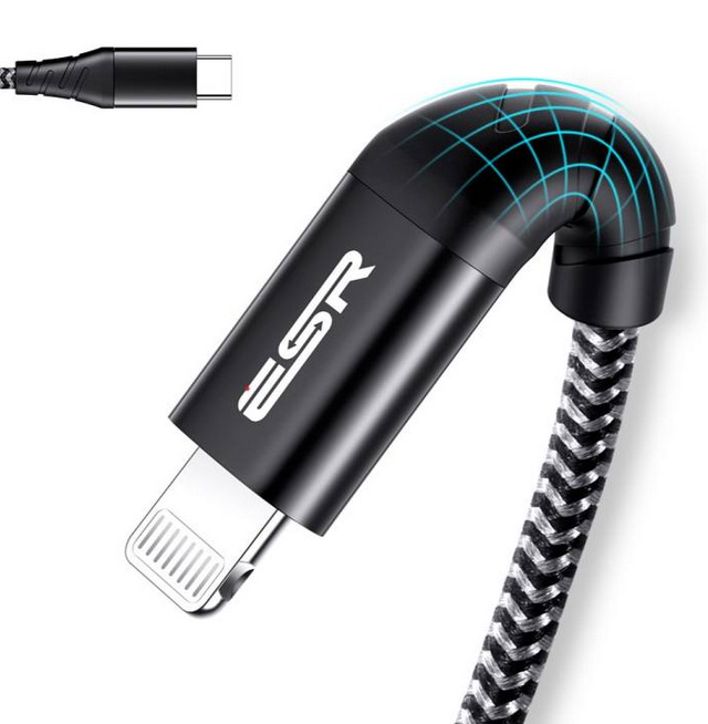 Cáp sạc ESR USB-C to Lightning, Nylon Power Delivery chuẩn MFi - Hàng chính hãng