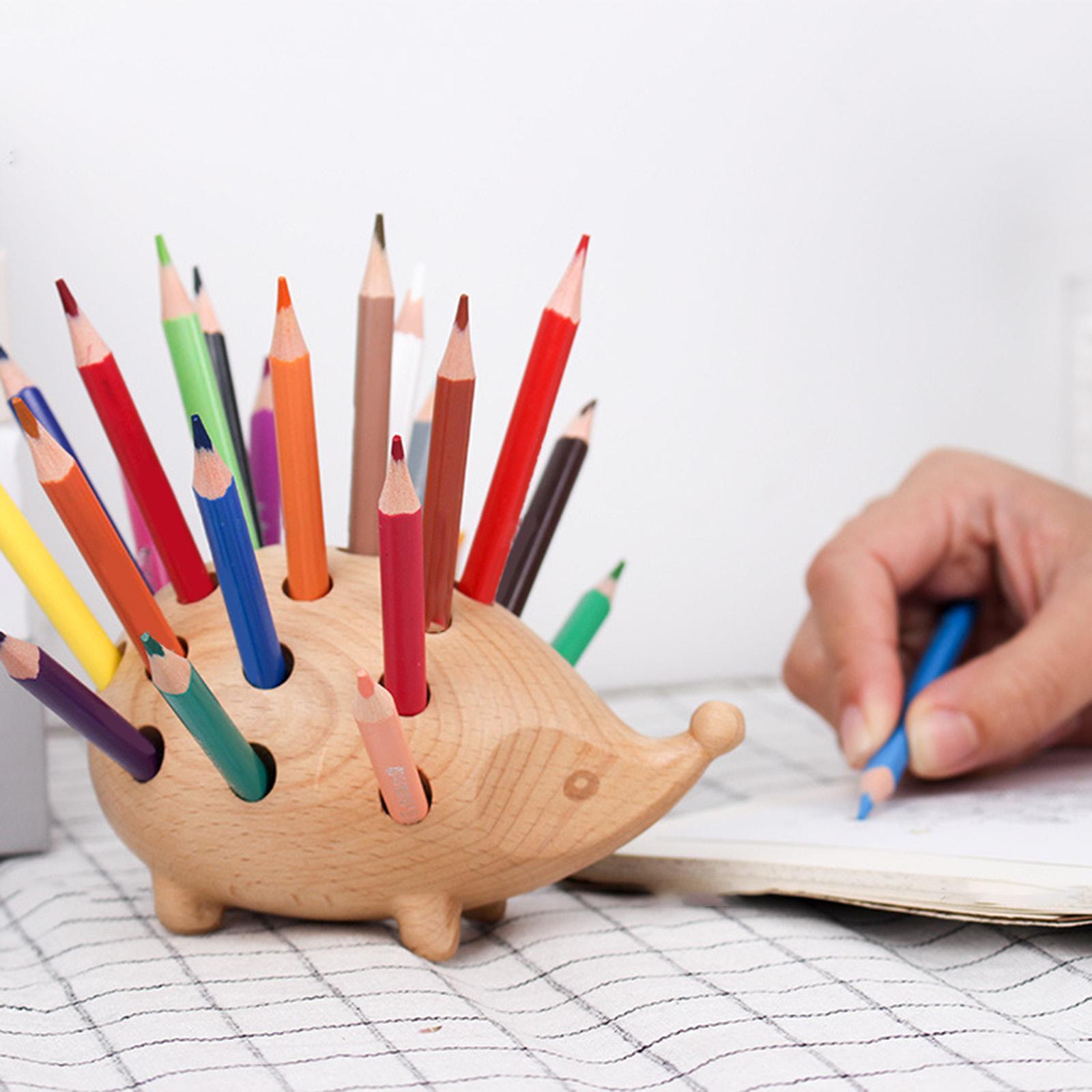 Wooden Pen Holder Creative Student Ornament Desk Sorter Children for Desktop
