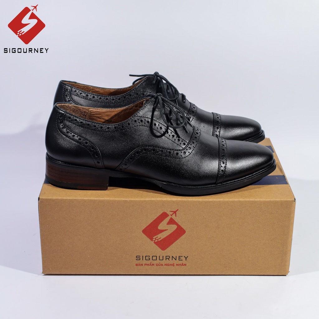 Giày Tây Nam Cao Cấp Kiểu Dáng Oxford Brogues Đế Phíp, Da Bò Thật, Thiết Kế Họa Tiết Sang Trọng SCC-03