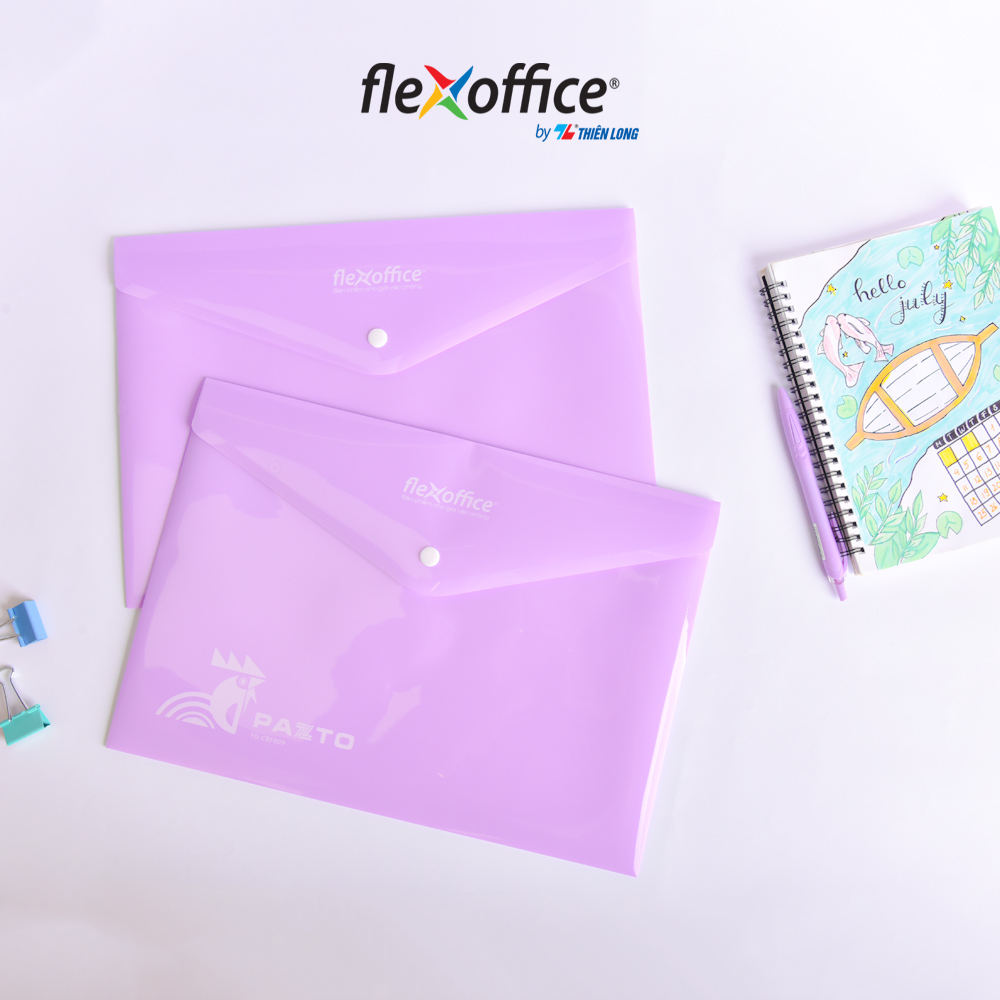 Combo 10 Bìa nút Pazto màu Pastel A4 Thiên Long Flexoffice FO-CBF009 - Màu ngẫu nhiên