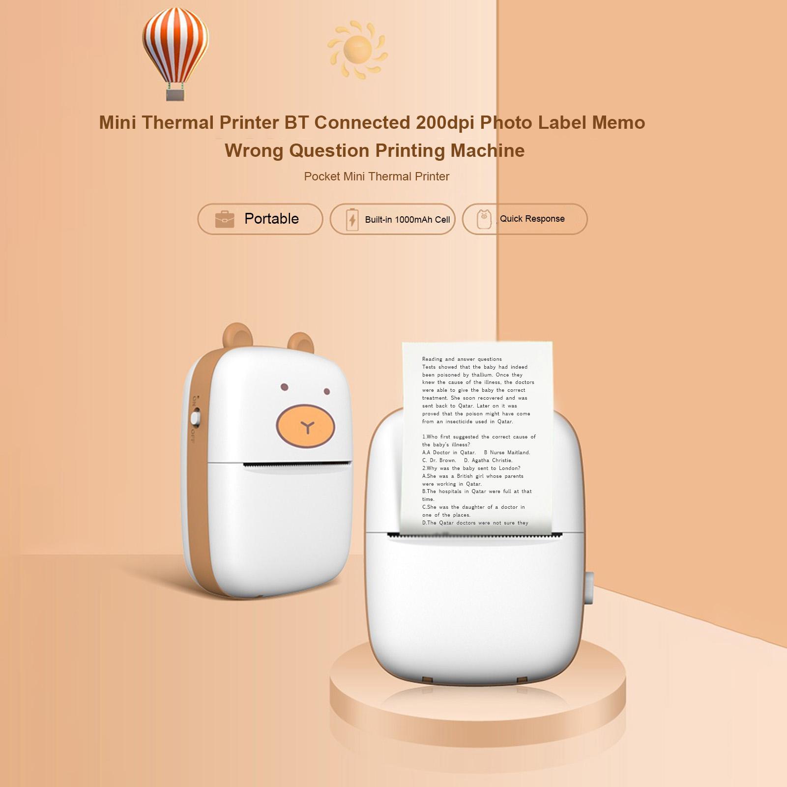 Máy in nhiệt mini kết nối không dây 200dpi