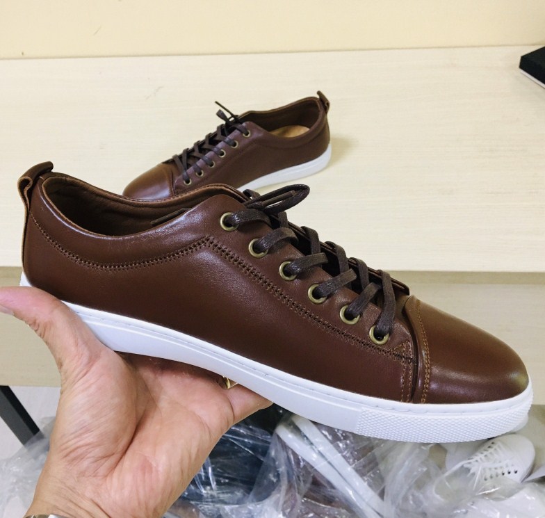 Giày thể thao nam da bò thật nguyên tấm, đế cao su - Giầy Sneaker nam cao cấp