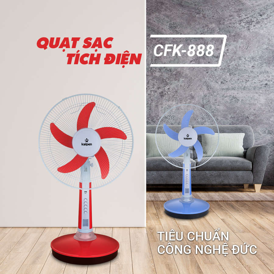 Quạt Sạc Tích Điện Kalpen CFK-888 - Hàng chính hãng