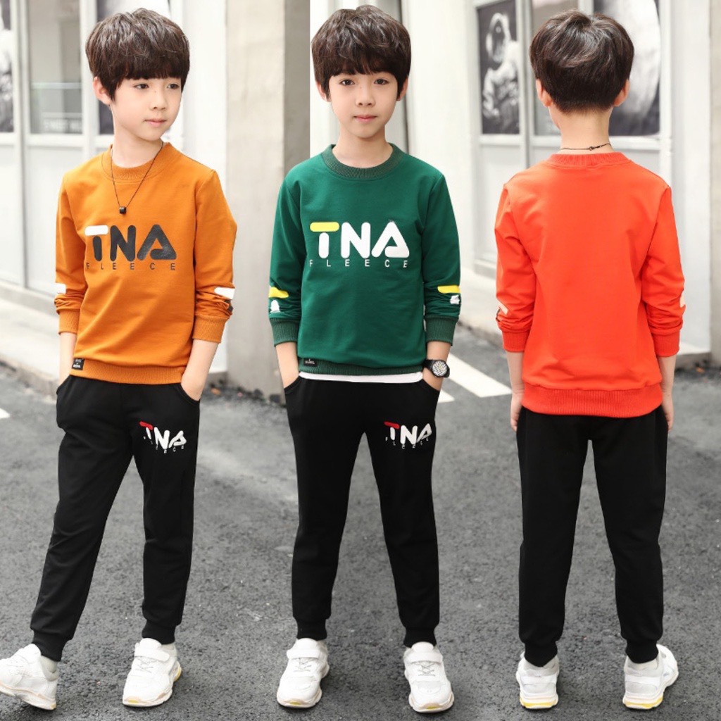 Bộ quần áo thu đông cho bé trai &quot;TNA&quot; 14-45kg. Bộ dài tay ấm áp cho bé trai 4-14 tuổi. Vải nỉ dày dặn. Thoải mái. G51