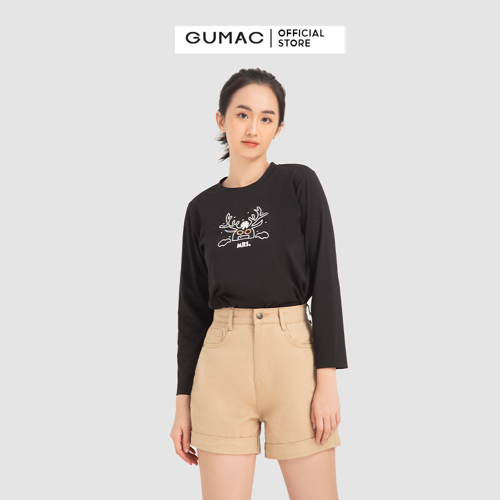 Áo thun nữ GUMAC ATB12017 tay dài in hình