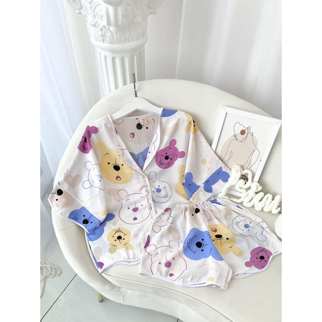 Đồ ngủ Ori Sleepwear- Bộ mặc nhà Gấu Pooh - Set đùi cộc tay