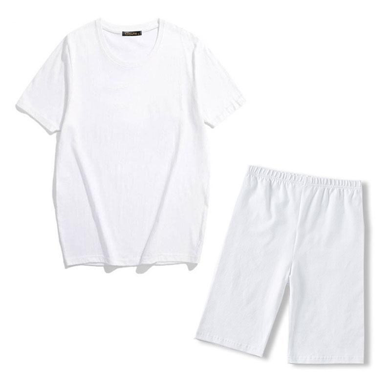 Phụ Nữ Hai Piec Bộ Chữ T Áo Và Quần Short Bộ Mùa Hè Nữ Tay Ngắn Cổ Tròn Áo Quần Jogger Biker Quần Short Bộ Trang Phục Gợi Cảm dành Cho Người Phụ Nữ