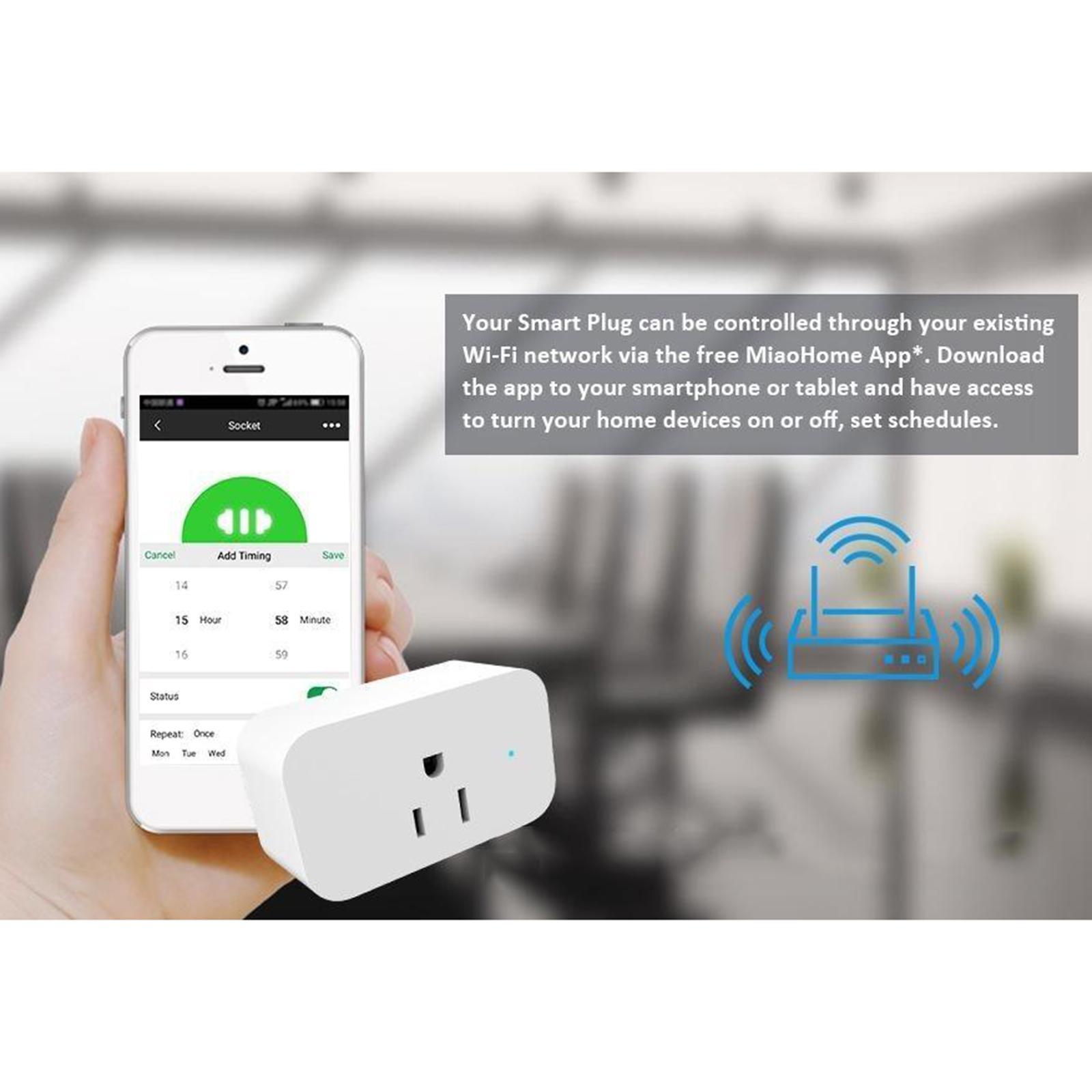 Smart Plug WiFi Outlet Mini Socket Remote Control 2.4GHz Voice Control