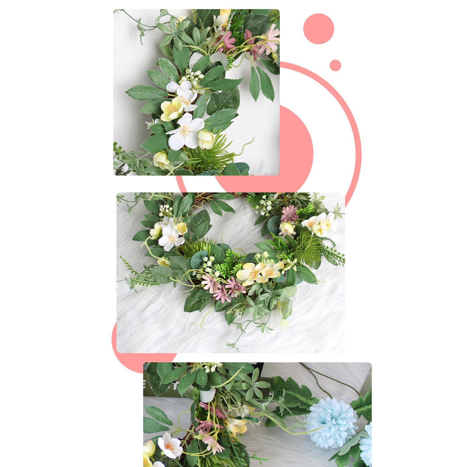 Front Door Wreath Garland Green Leaf Welcome Sign for Home Farmhouse Decor